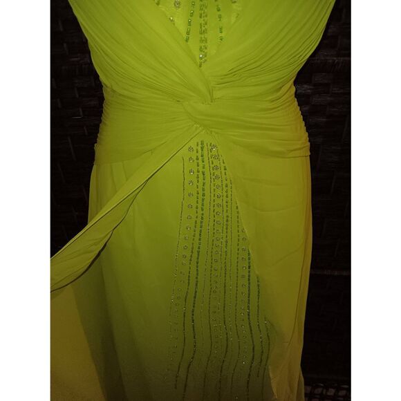 Y2k Beaded Green Prom Evening Gown - Picture 3 of 4